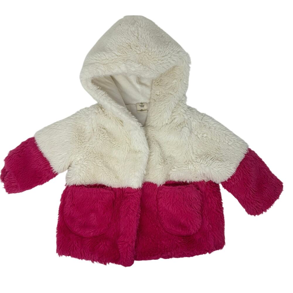 Tucker & Tate Baby Girl 6M Faux Fur Hooded Jacket Cream Pink Coat